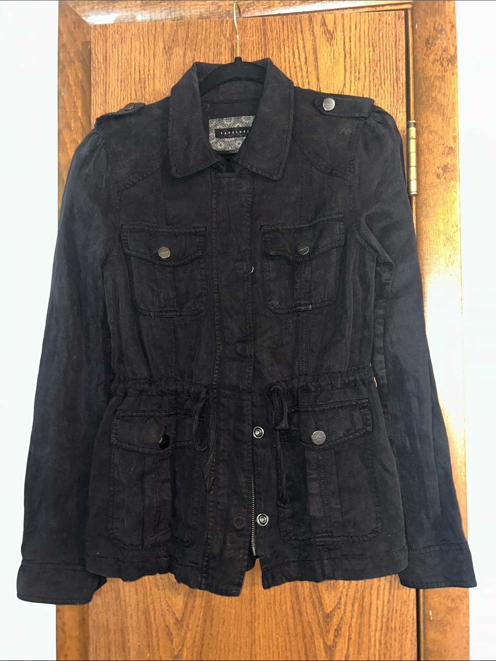 Sanctuary Black Utility Jacket with Drawstring Waist